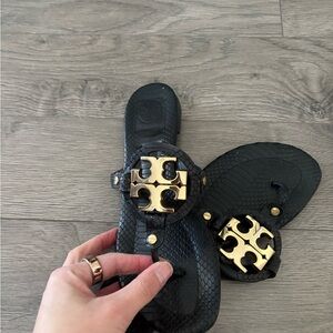 Tory Burch Black and Gold Sandals